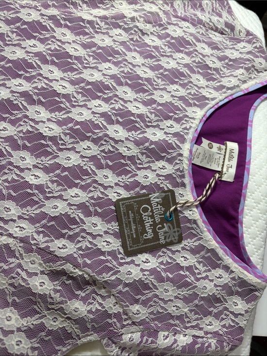 Matilda Jane Tops - Matilda Jane Lavender Blouse  with Cream Lace Overlay